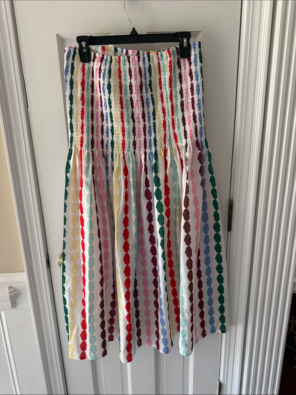 Commense Multicolor Striped Smocked Midi Skirt